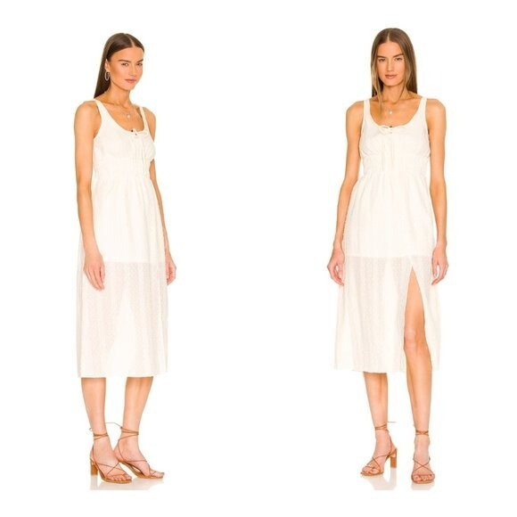 1. STATE | NWT Swiss Dot Midi Dress in Toasted Ivory Size XS